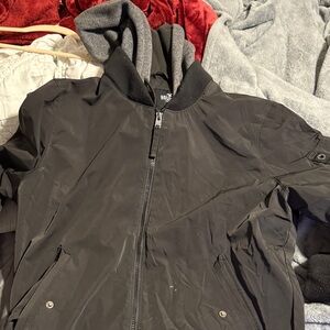 Hollister Black Bomber Jacket with Gray Hood